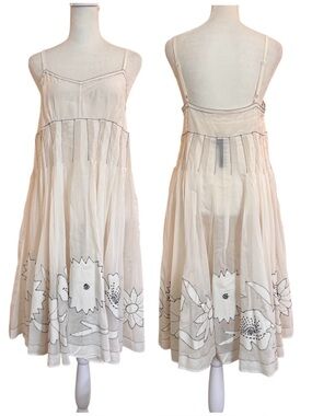 DKNY cotton/silk blend spaghetti strap appliqué sheer dress, size 8, NWOT